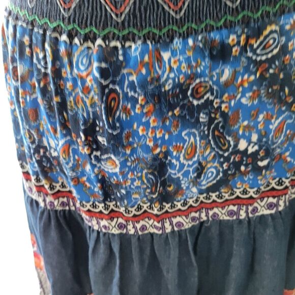 Coco Cabaña Boho Patchwork Skirt with demin dark blue Size M - Picture 6 of 6